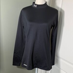 Under Armour ColdGear Mock Neck Fitted Top Black Long Sleeve XL